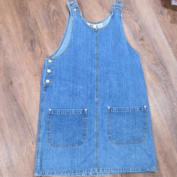 Faded Glory Dresses & Skirts - Vintage Faded Glory Denim Jumper Dress Medium Wash Cotton Pinafore Large